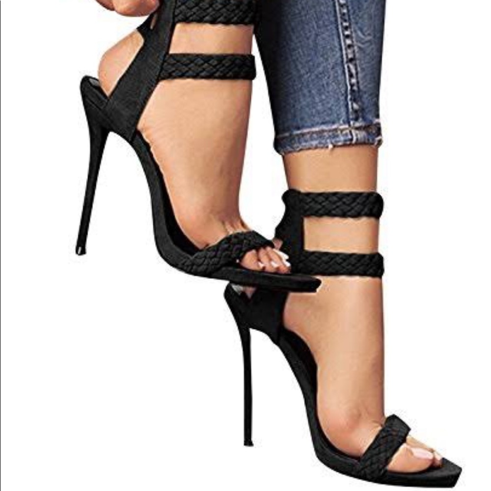 Huiyuzhi Womens Ankle Strappy Open Toe Pumps High Heel Sandals